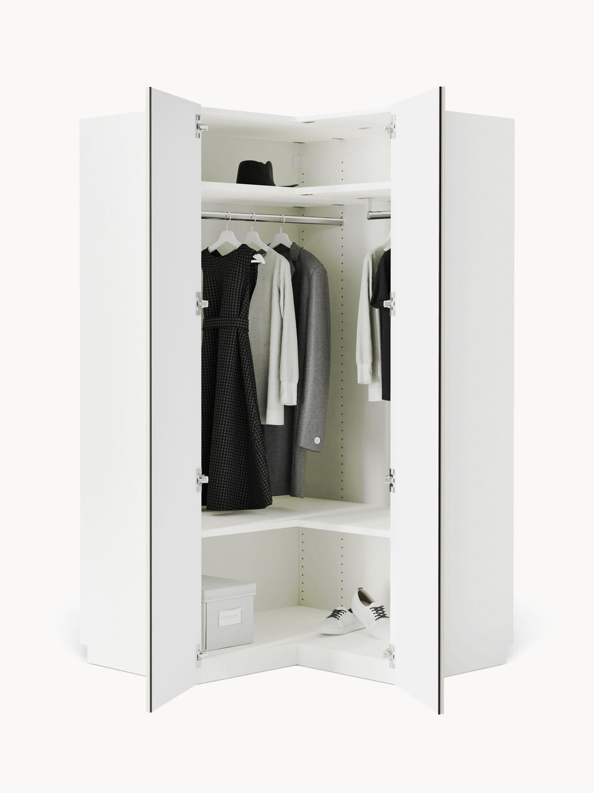 Warehamy Charlotte Corner Wardrobe, 115 cm Wide, Modular