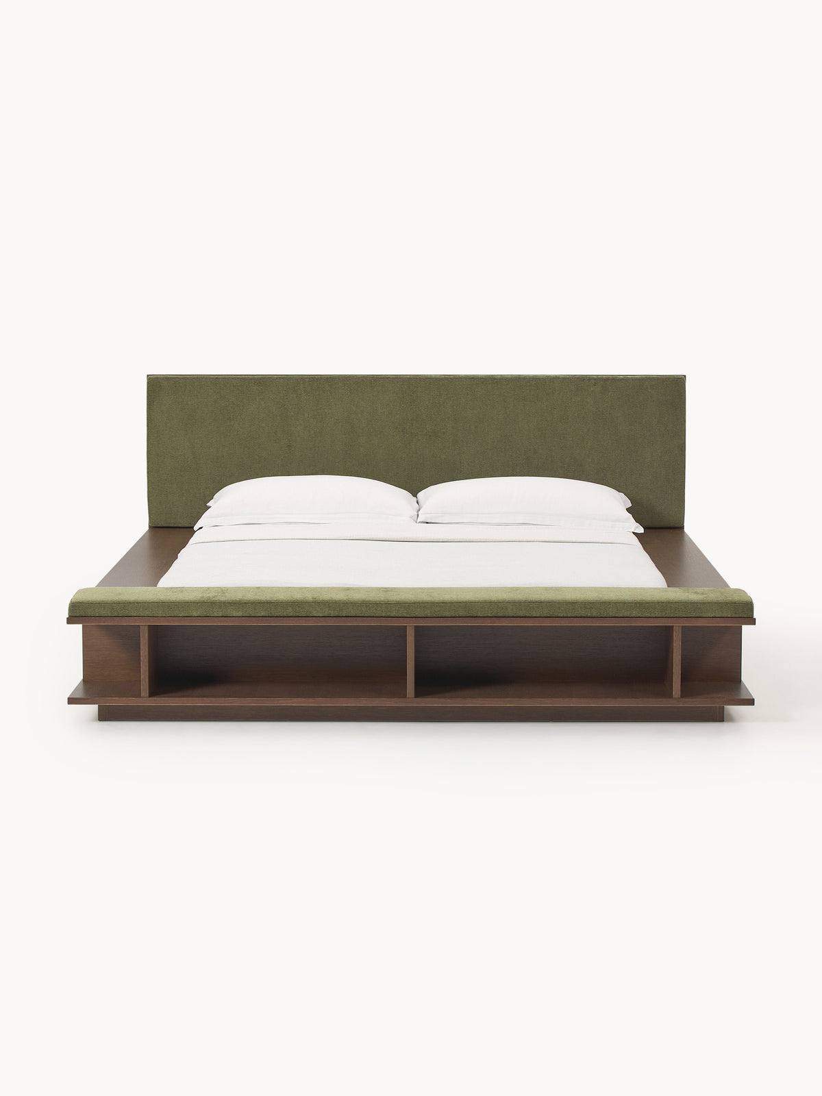 Warehamy Clark Wooden Bed Frame, Bench and Side Shelves