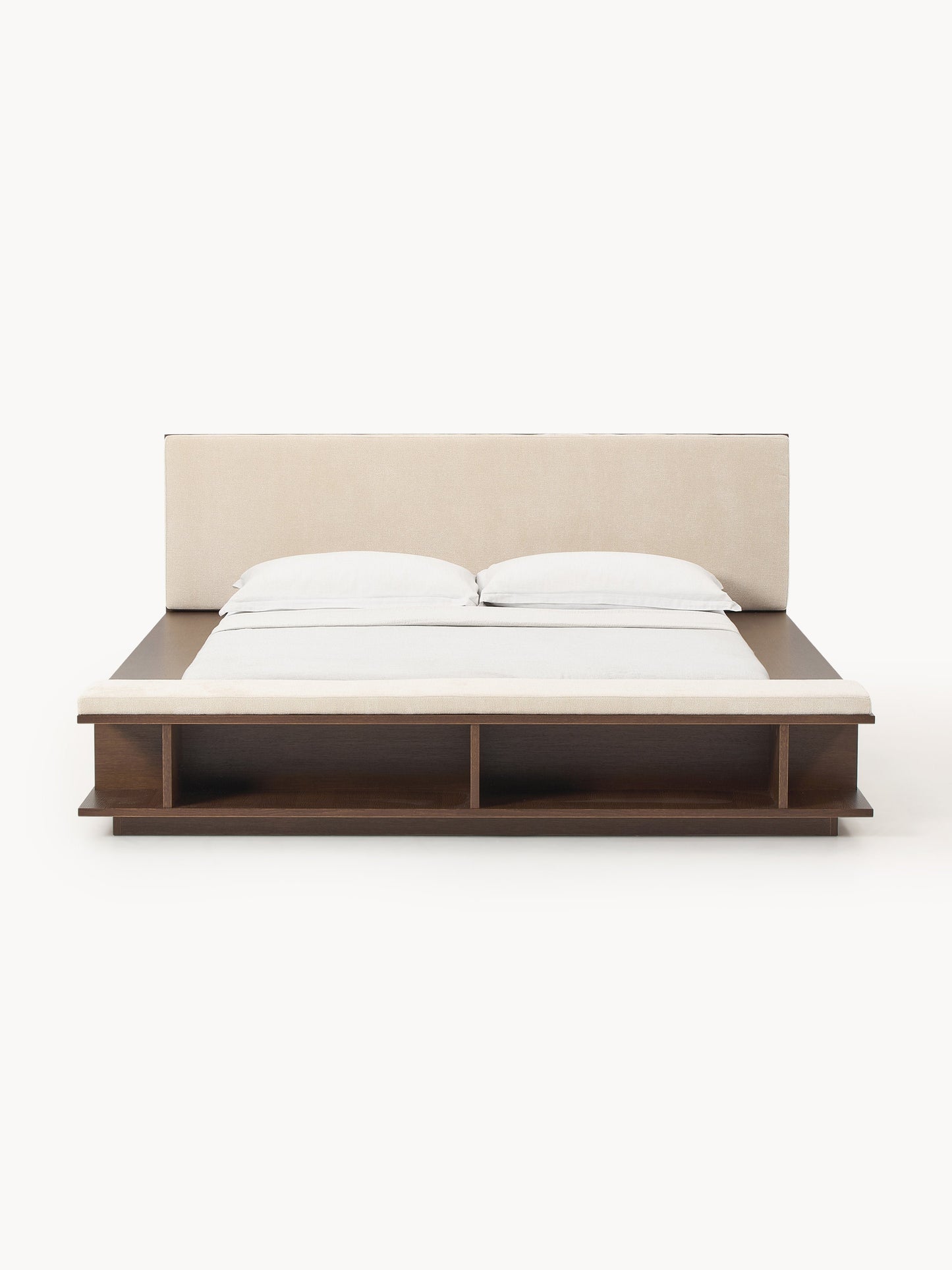 Warehamy Clark Wooden Bed Frame, Bench and Side Shelves