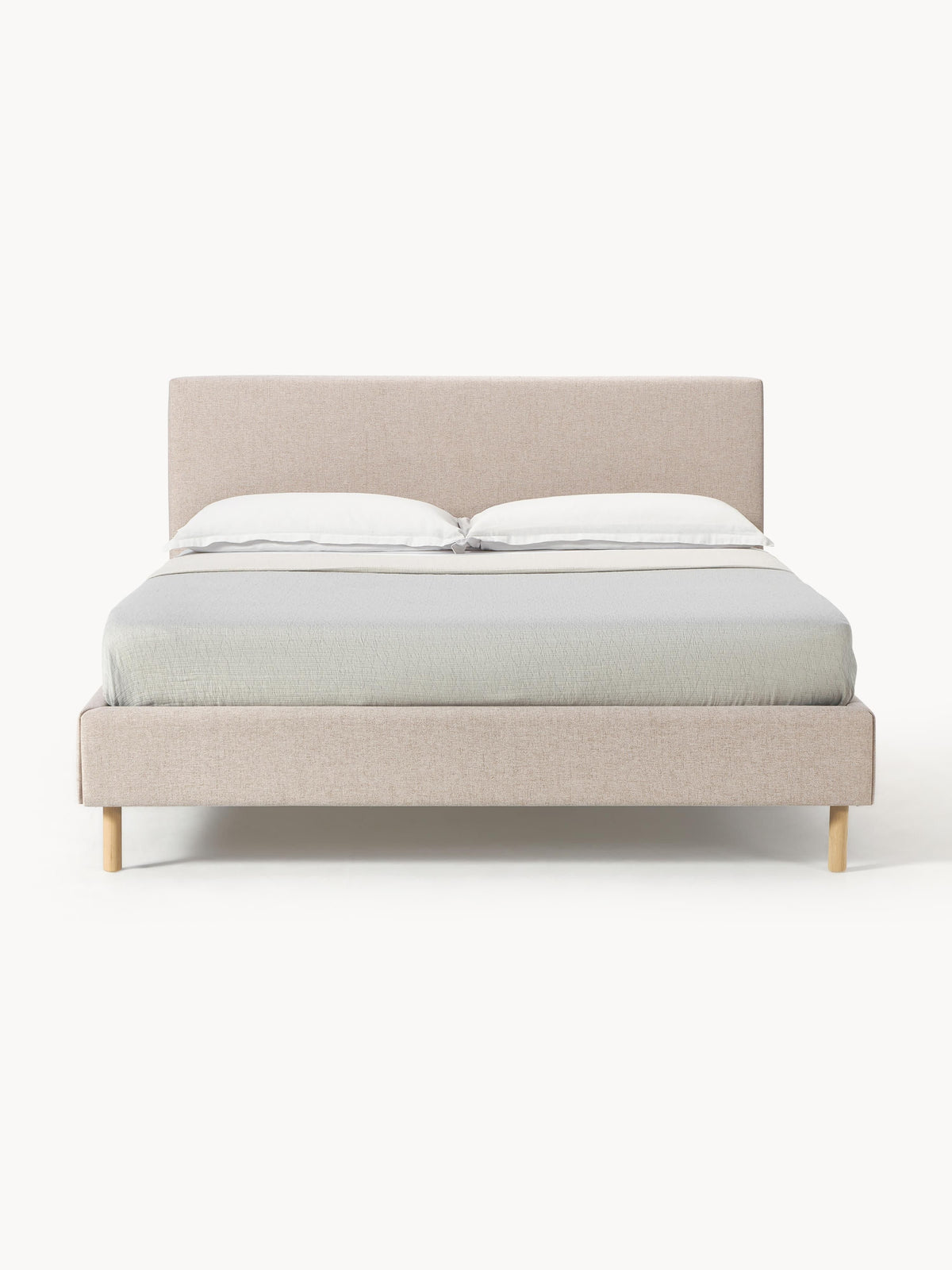 Warehamy Giulia Bed, Upholstered, with Wooden Feet