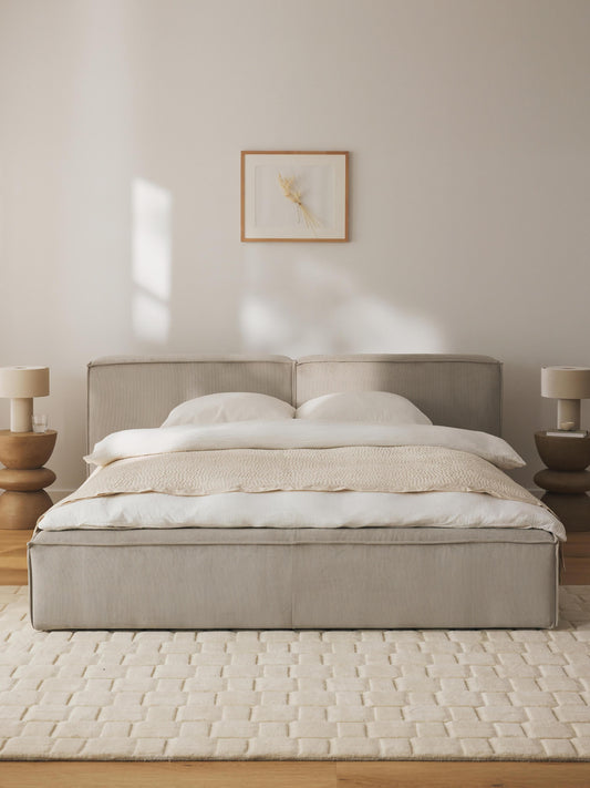 Warehamy Lennon Corduroy Bed with Storage, Upholstered