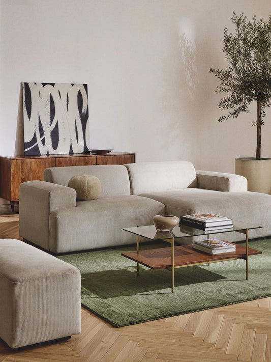 Warehamy Melva 3-Seater Corduroy Corner Sofa