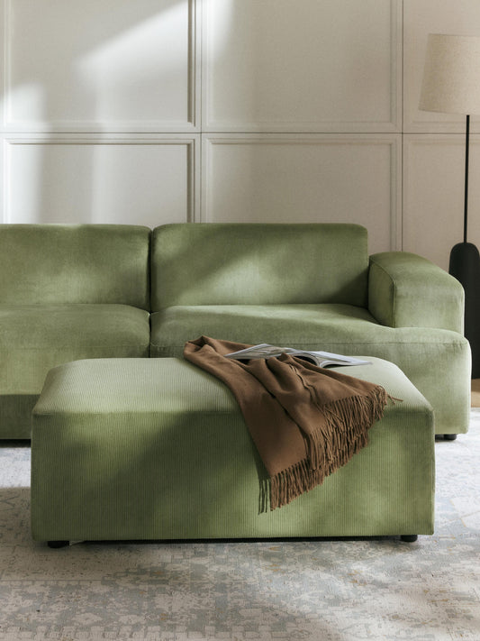 Warehamy Melva XL Ottoman with Corduroy Cover, W 116 x D 72 cm