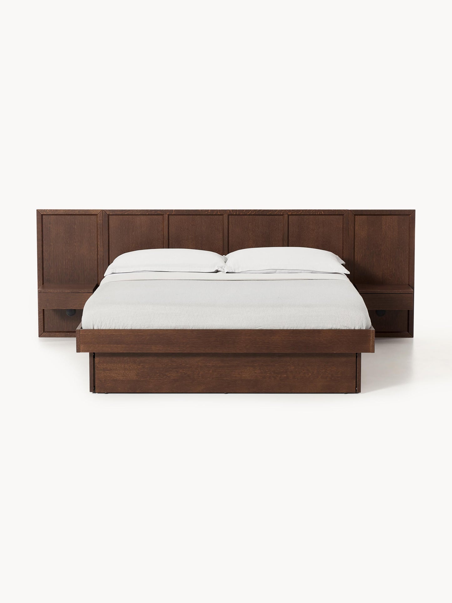 Warehamy Nanto Bed Made of Wood with Headboard and Bedside Tables