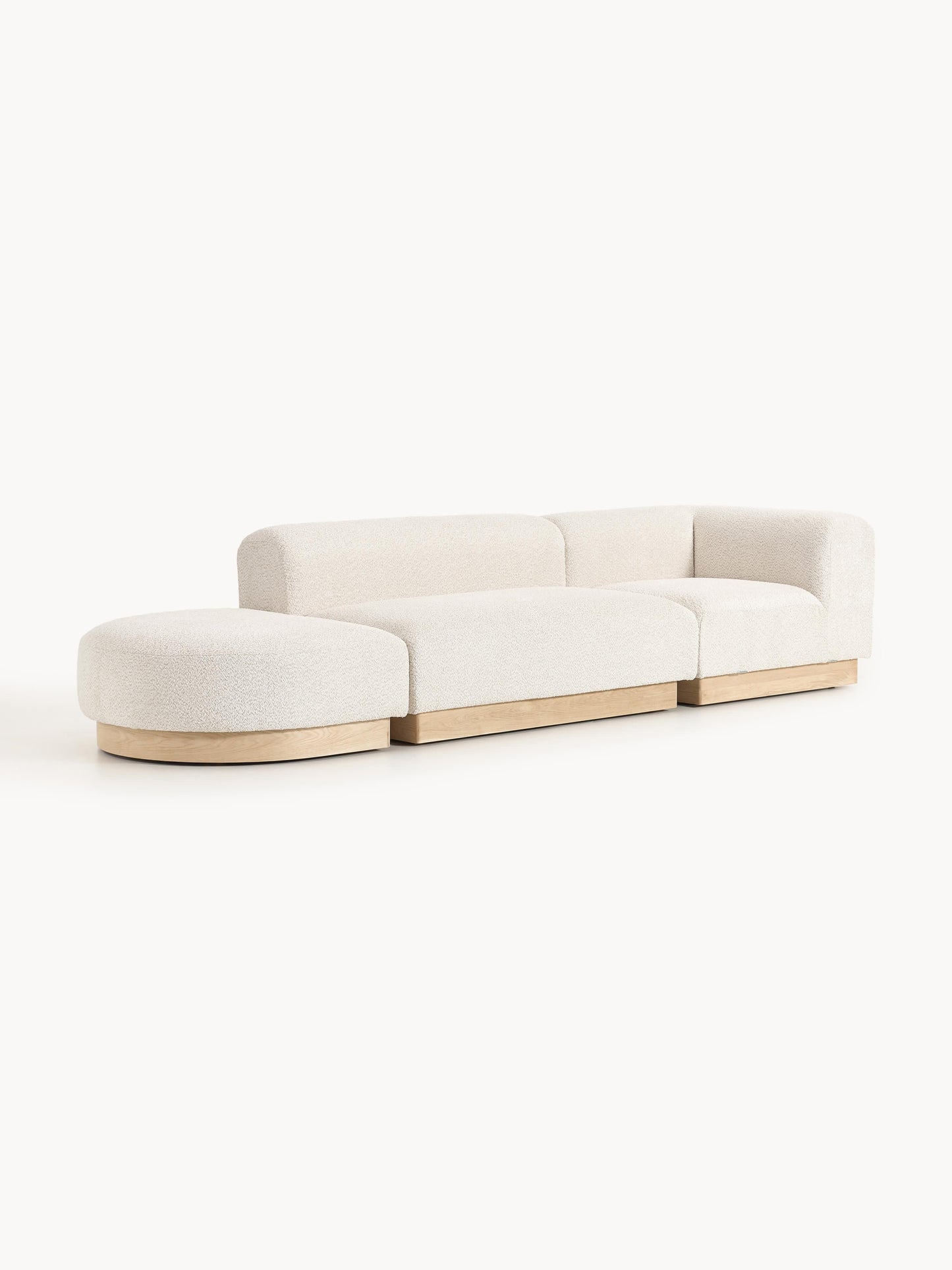 Warehamy Natalie Teddy Bouclé Ottoman with Stool, Modular (Left/Right)