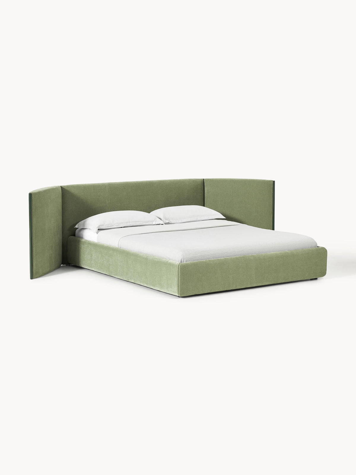 Warehamy Otis Bed, Upholstered, with Folding Headboard