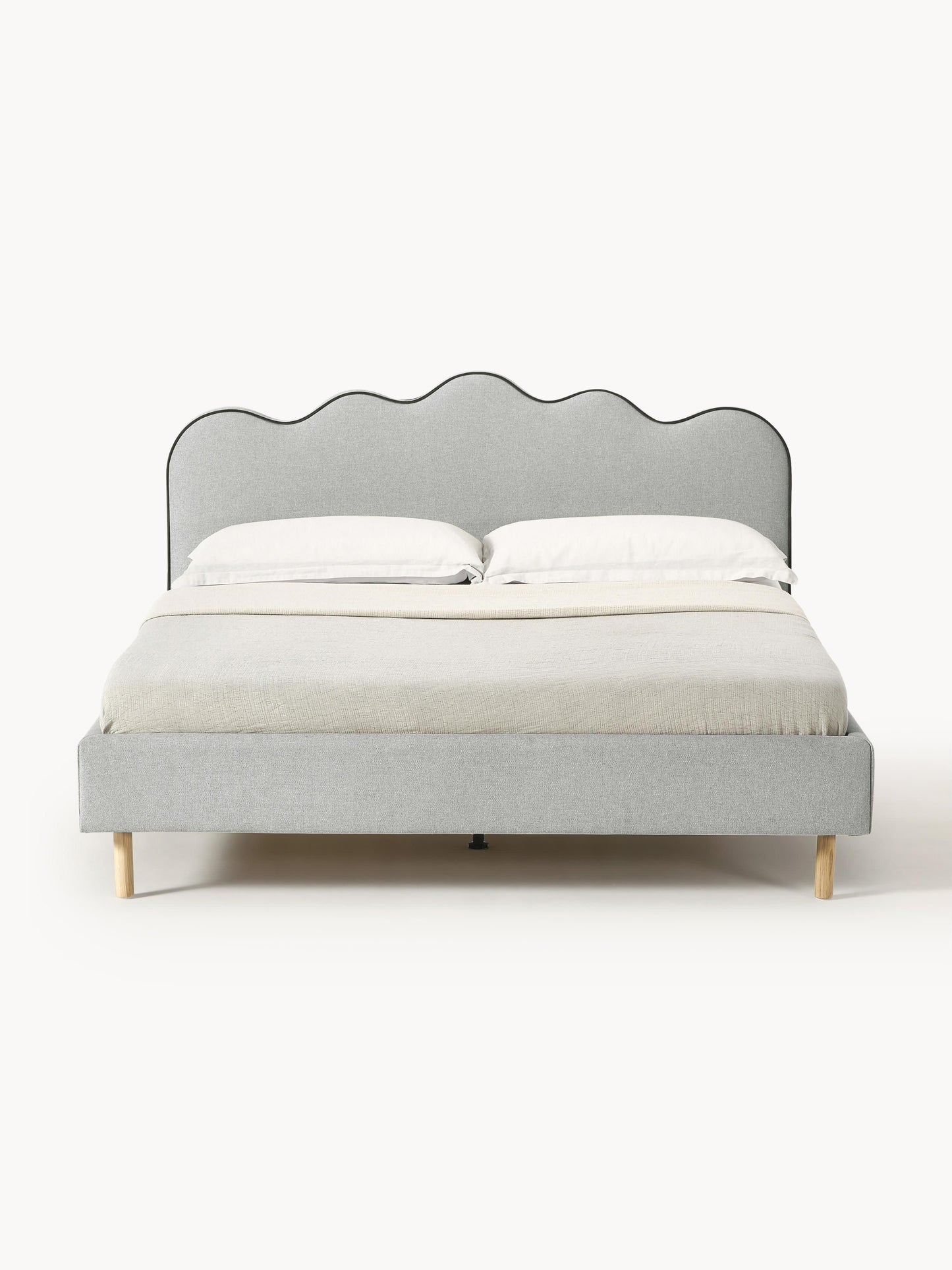 Warehamy Romy Bed, Upholstered, with Wavy Headboard