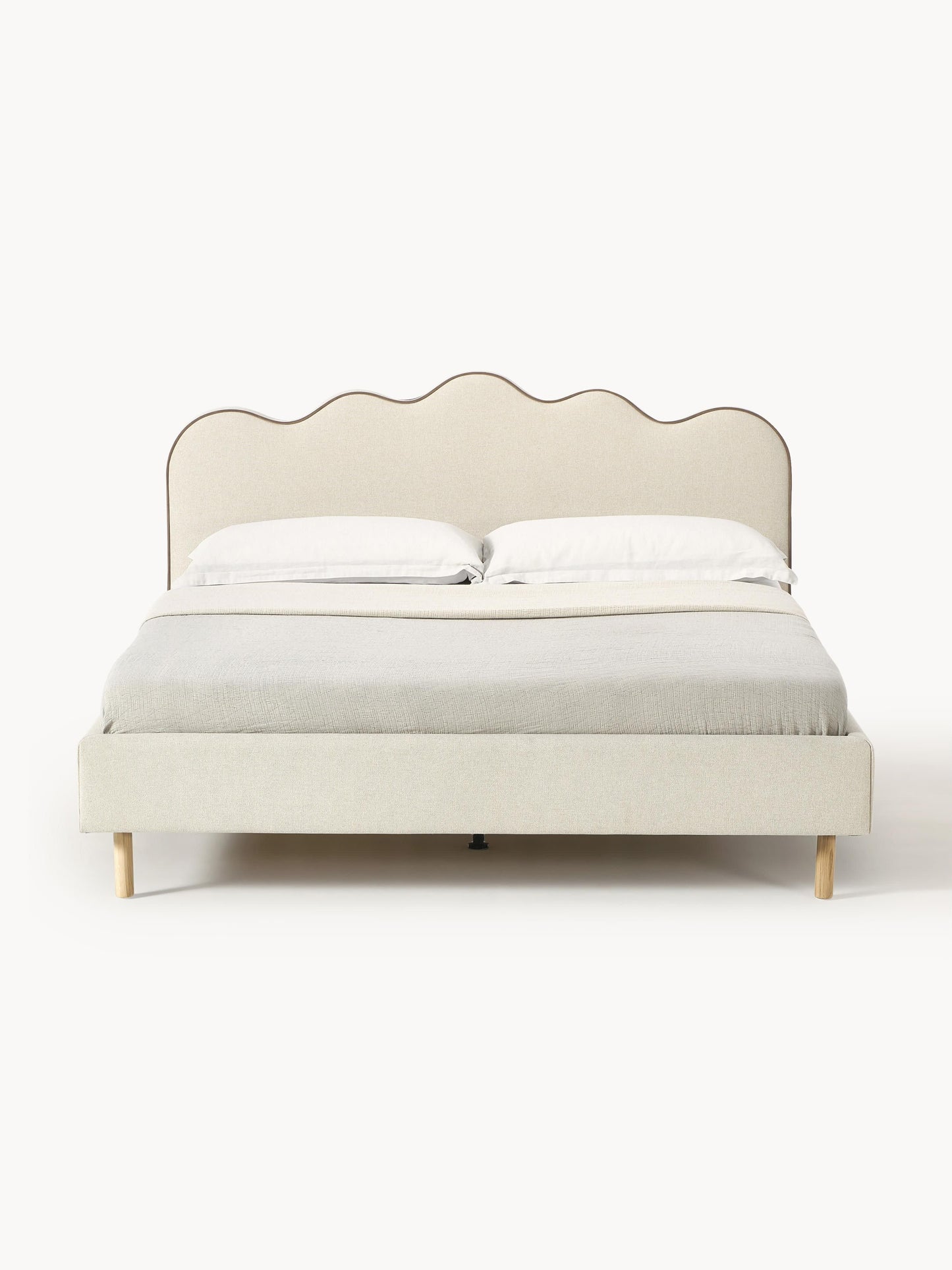 Warehamy Romy Bed, Upholstered, with Wavy Headboard