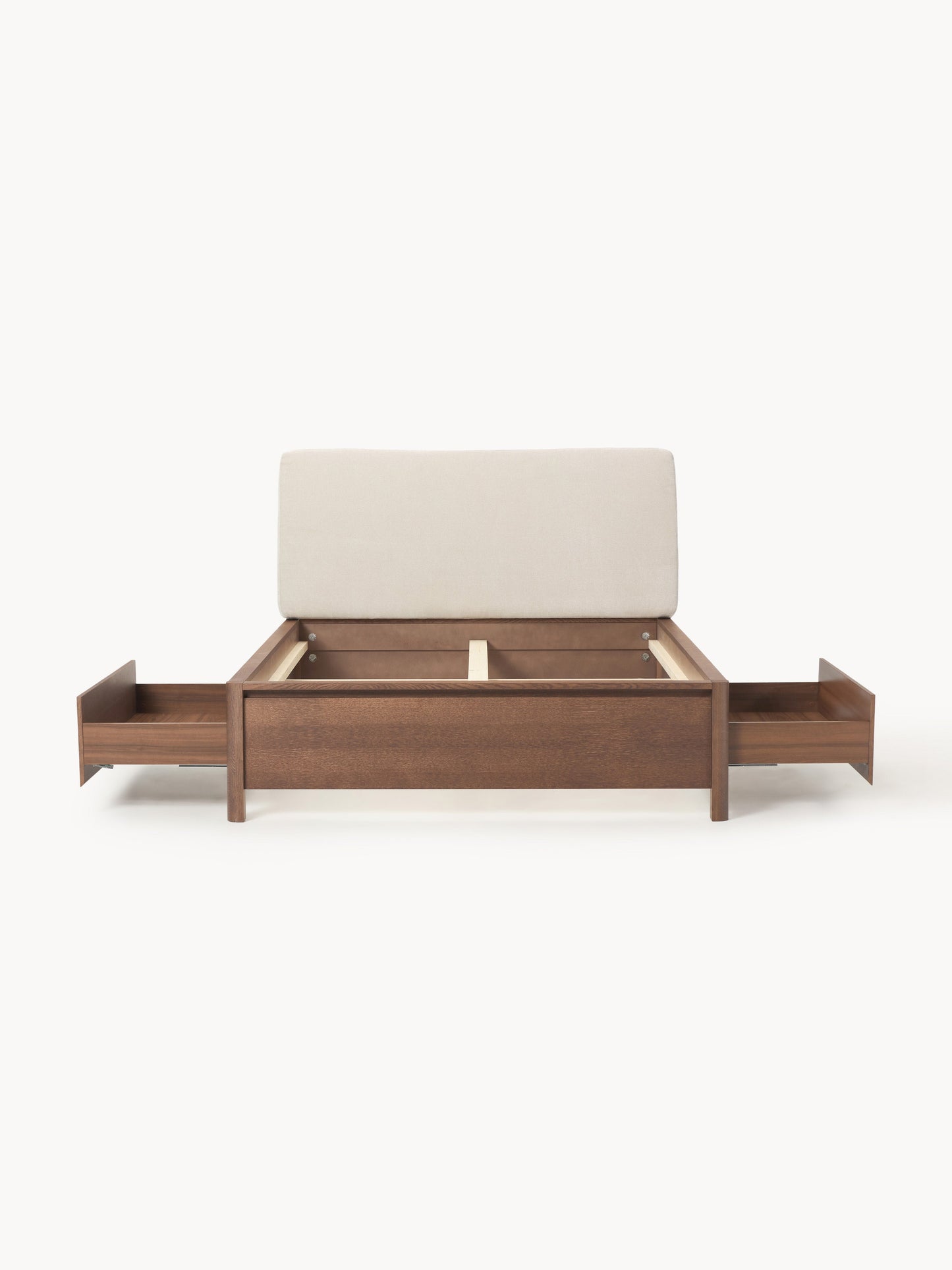 Warehamy Santiago Wooden Bed, Upholstered Headboard and Drawers