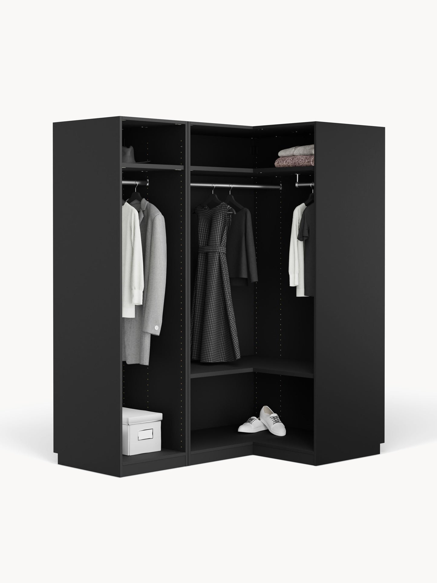 Warehamy Simone Corner Modular Wardrobe, 165 cm Wide, in Various Sizes