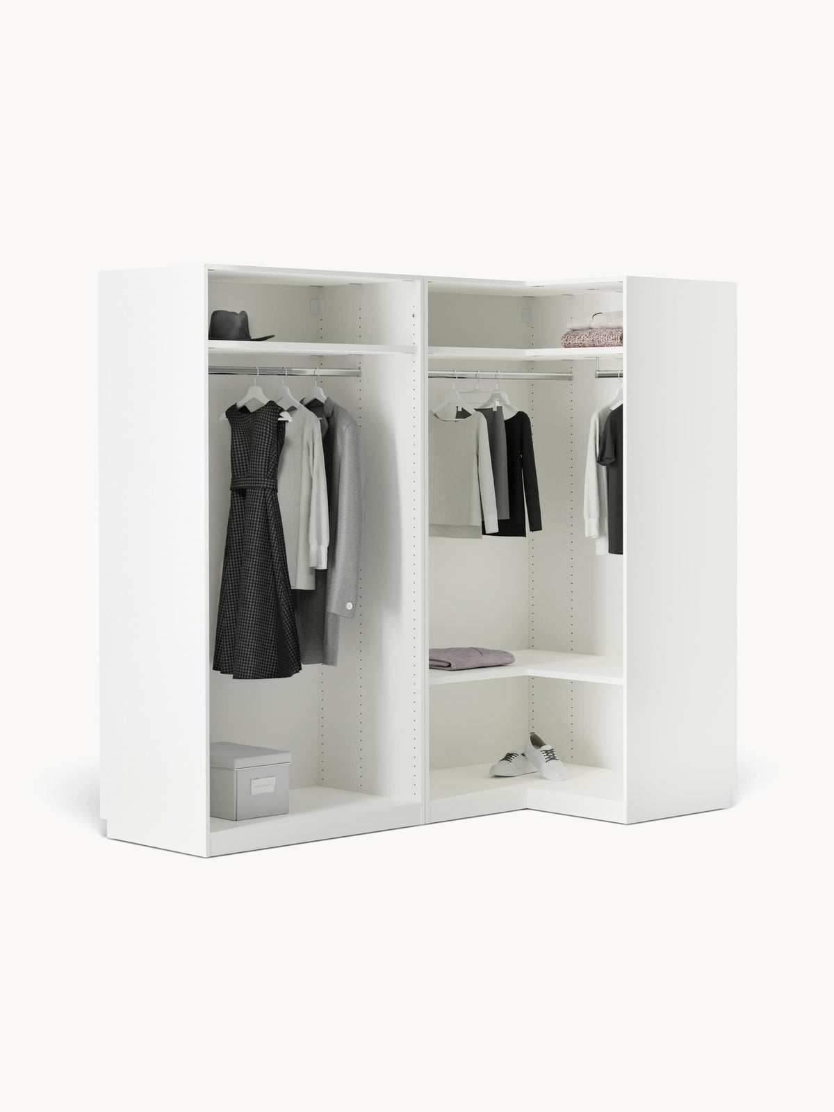 Warehamy Simone Corner Modular Wardrobe, 215 cm Wide, in Various Sizes