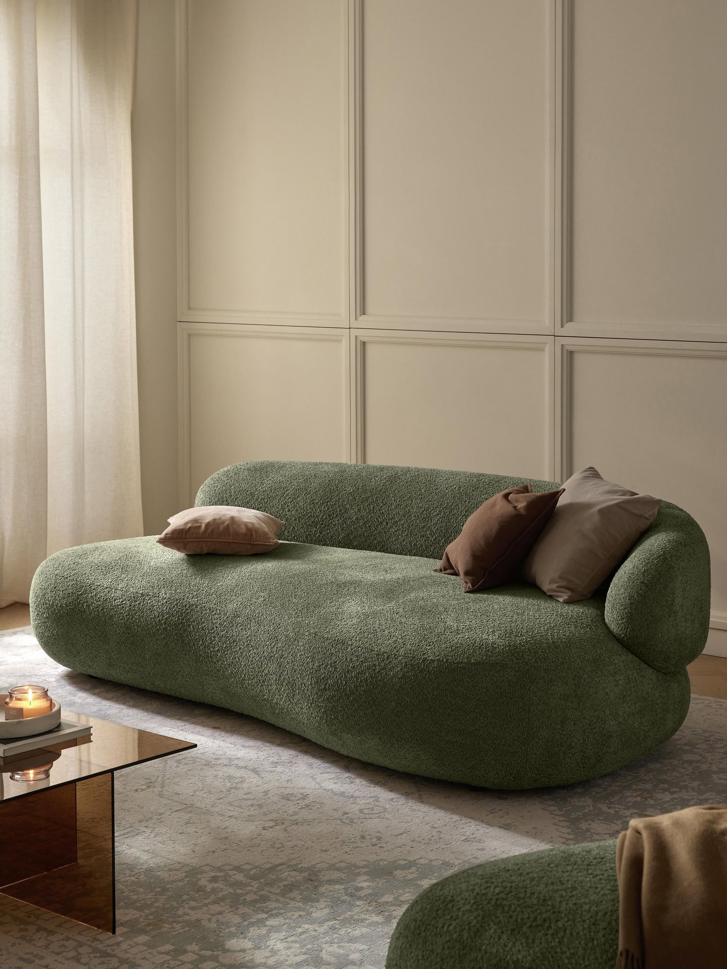 Warehamy Alba 3-Seater Teddy Bouclé Sofa