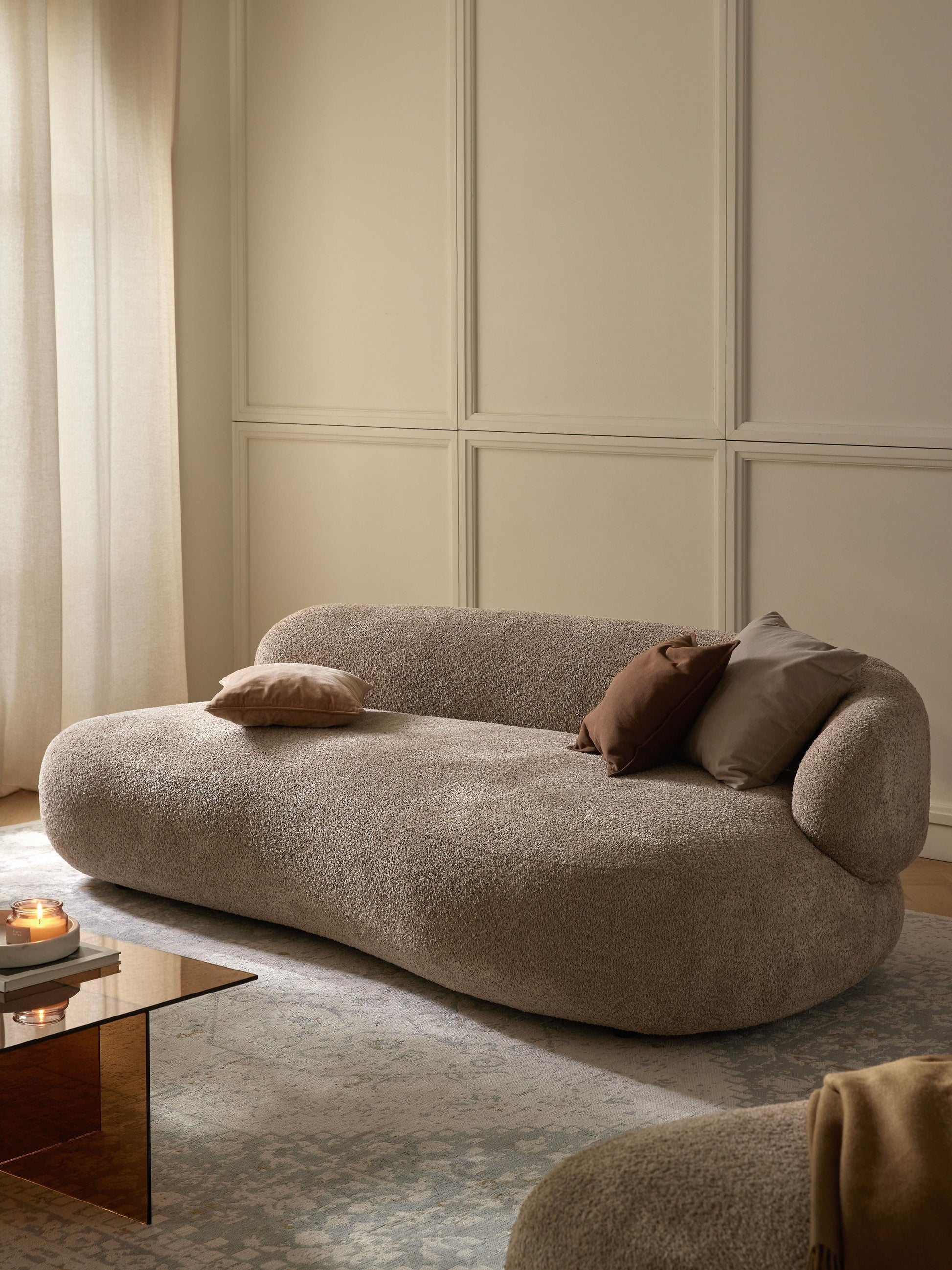Warehamy Alba 3-Seater Teddy Bouclé Sofa