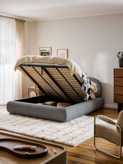 Warehamy Alba Storage Bed, Upholstered in Bouclé