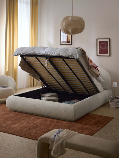 Warehamy Alba Storage Bed, Upholstered in Teddy