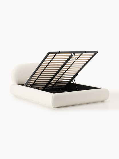 Warehamy Alba Storage Bed, Upholstered in Teddy