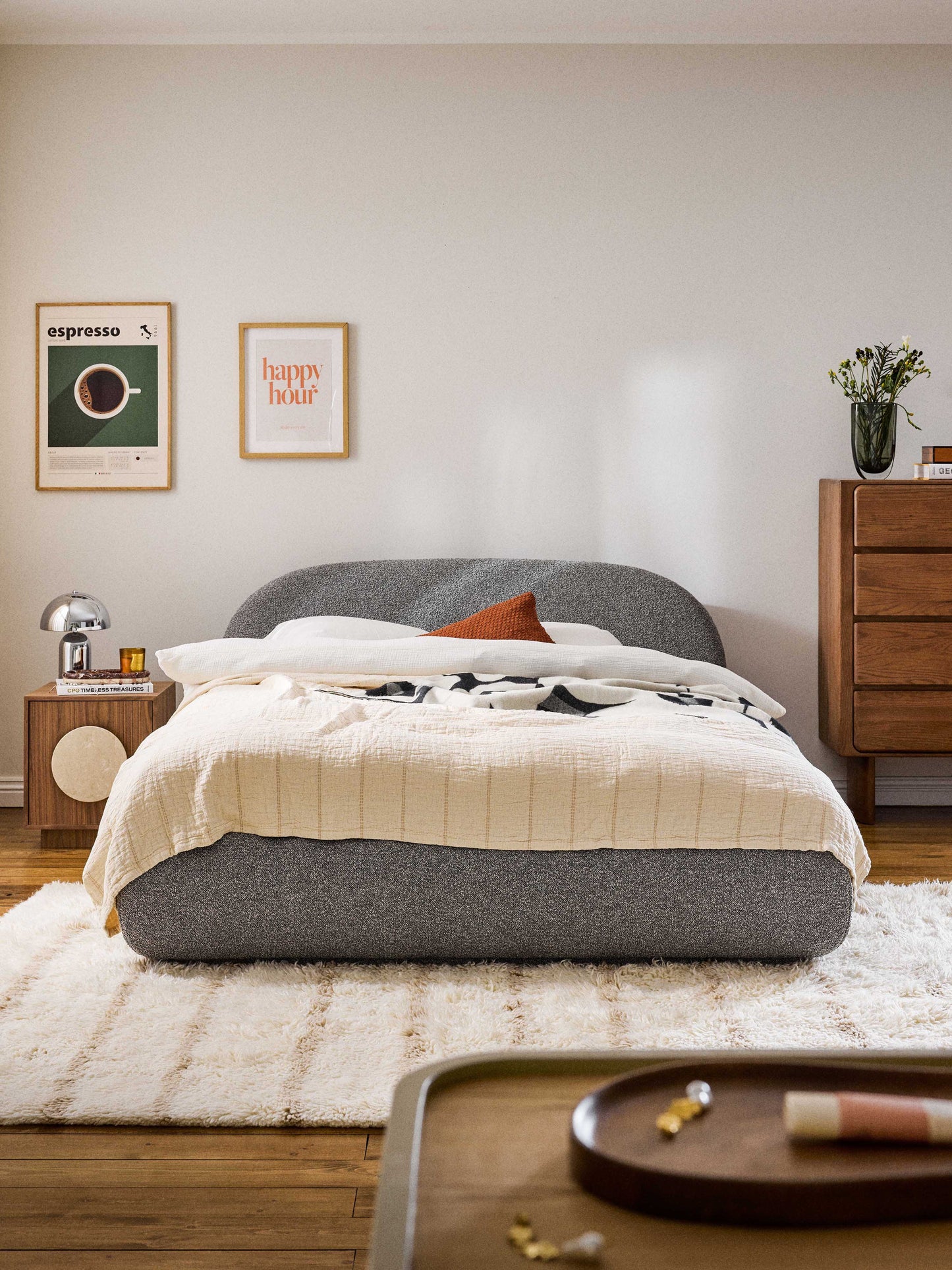Warehamy Alba Upholstered Bouclé Bed