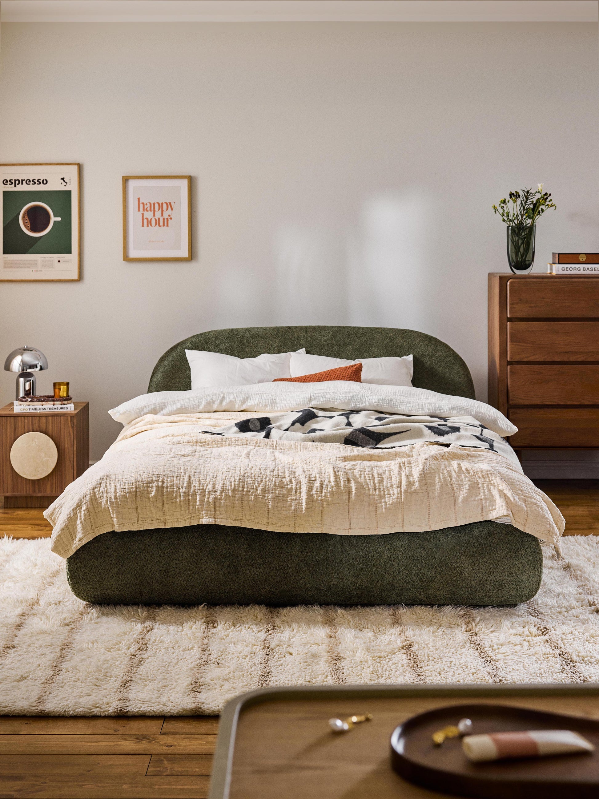 Warehamy Alba Upholstered Teddy Bouclé Bed