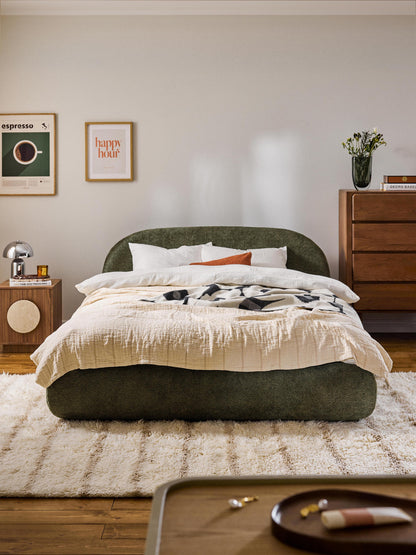 Warehamy Alba Upholstered Teddy Bouclé Bed