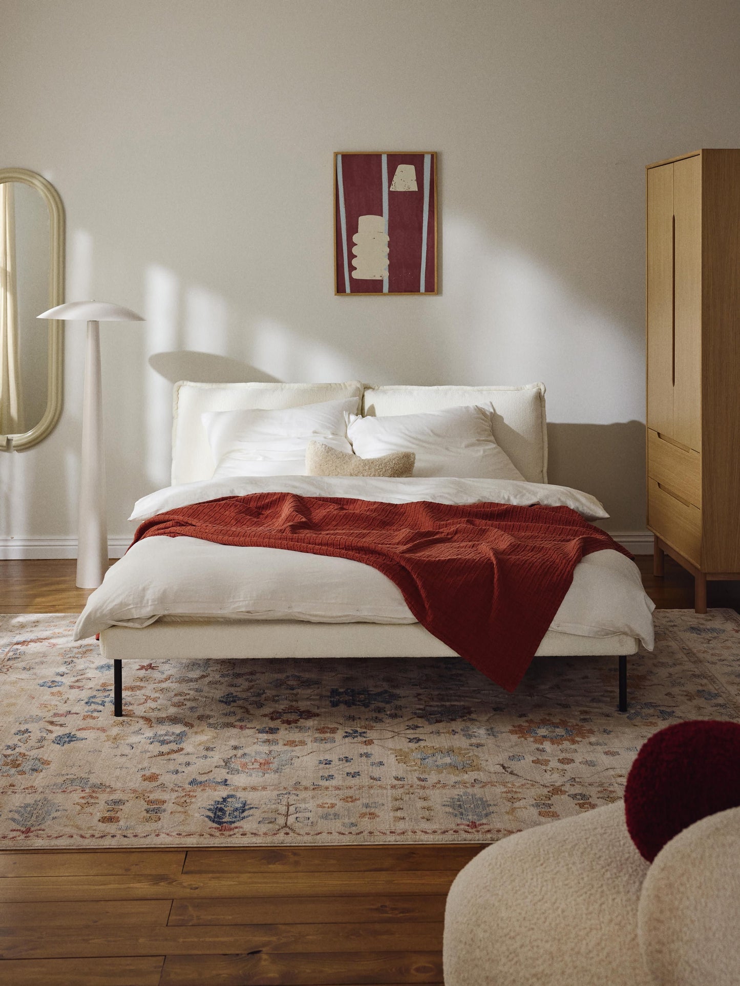 Warehamy Amelia Upholstered Teddy Bouclé Bed