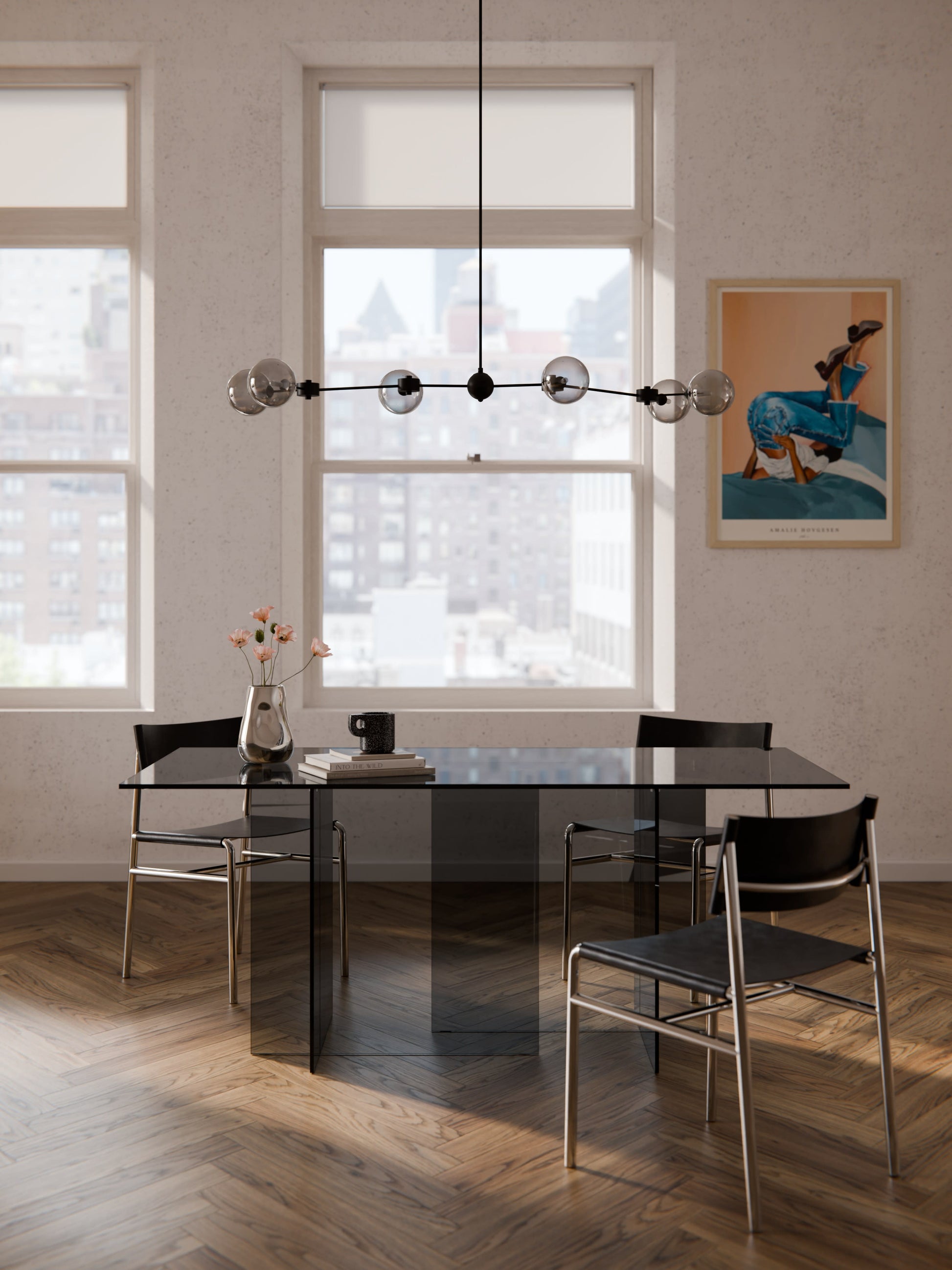 Warehamy Anouk Glass Dining Table, Size 180 x 90 cm