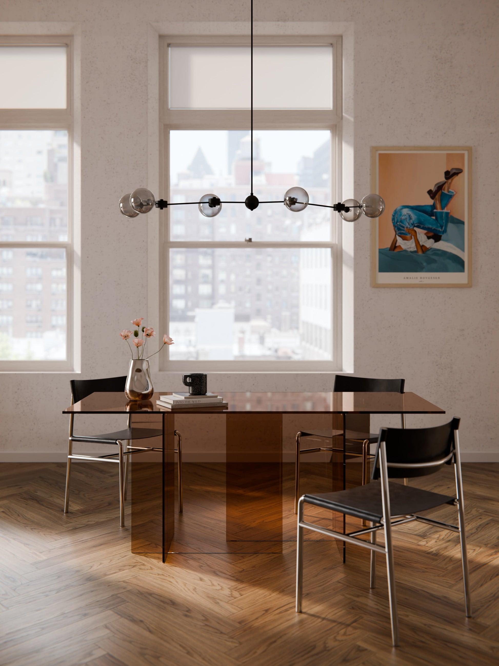 Warehamy Anouk Glass Dining Table, Size 180 x 90 cm