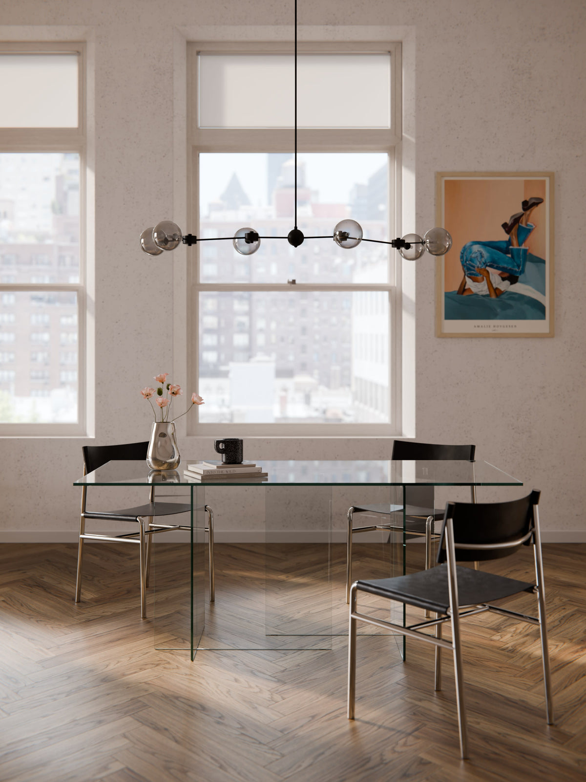 Warehamy Anouk Glass Dining Table, Size 180 x 90 cm