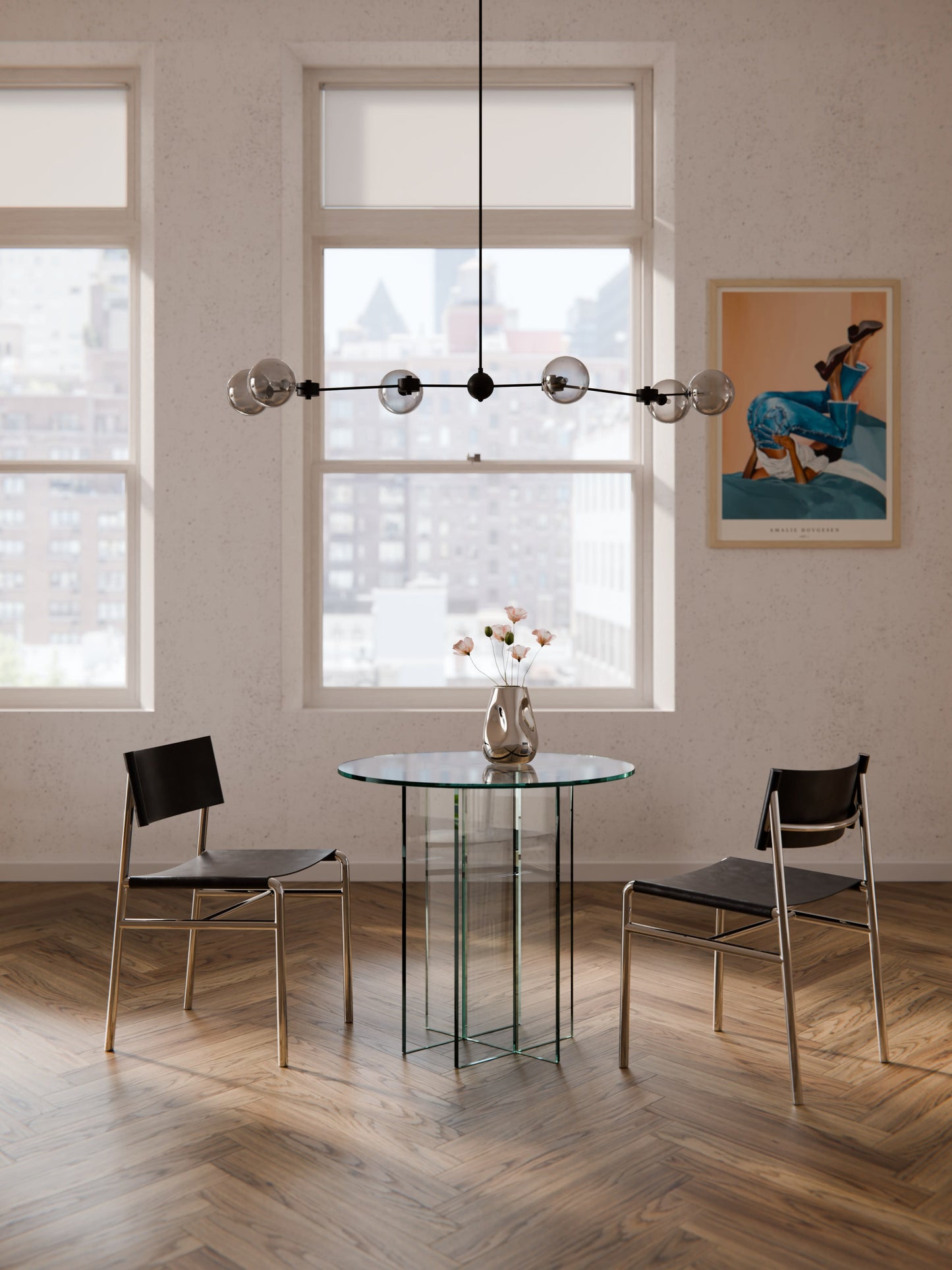 Warehamy Anouk Glass Round Dining Table, in Various Sizes