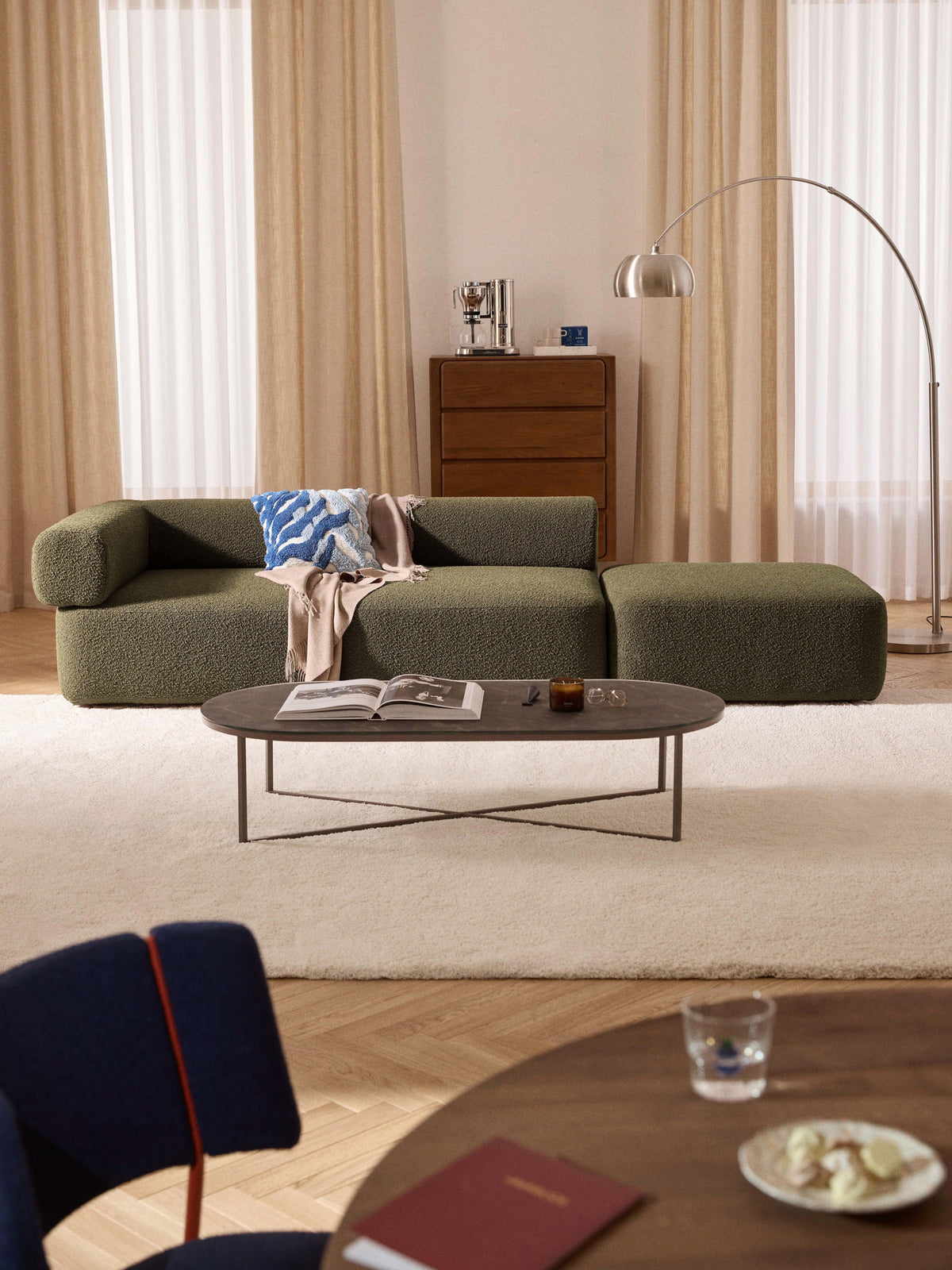 Warehamy Anton Bouclé Modular Ottoman