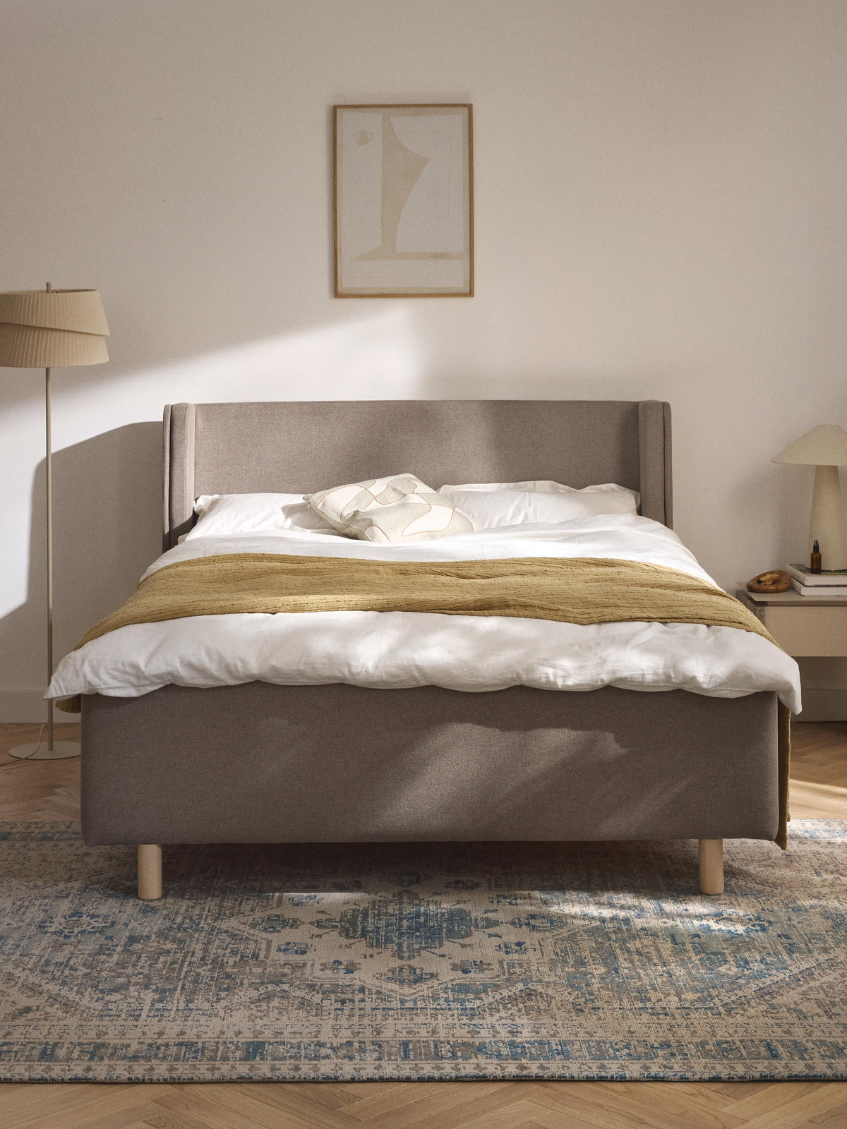 Warehamy Arche Bed Frame with Drawers, Upholstered