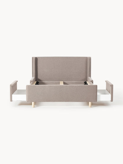 Warehamy Arche Bed Frame with Drawers, Upholstered