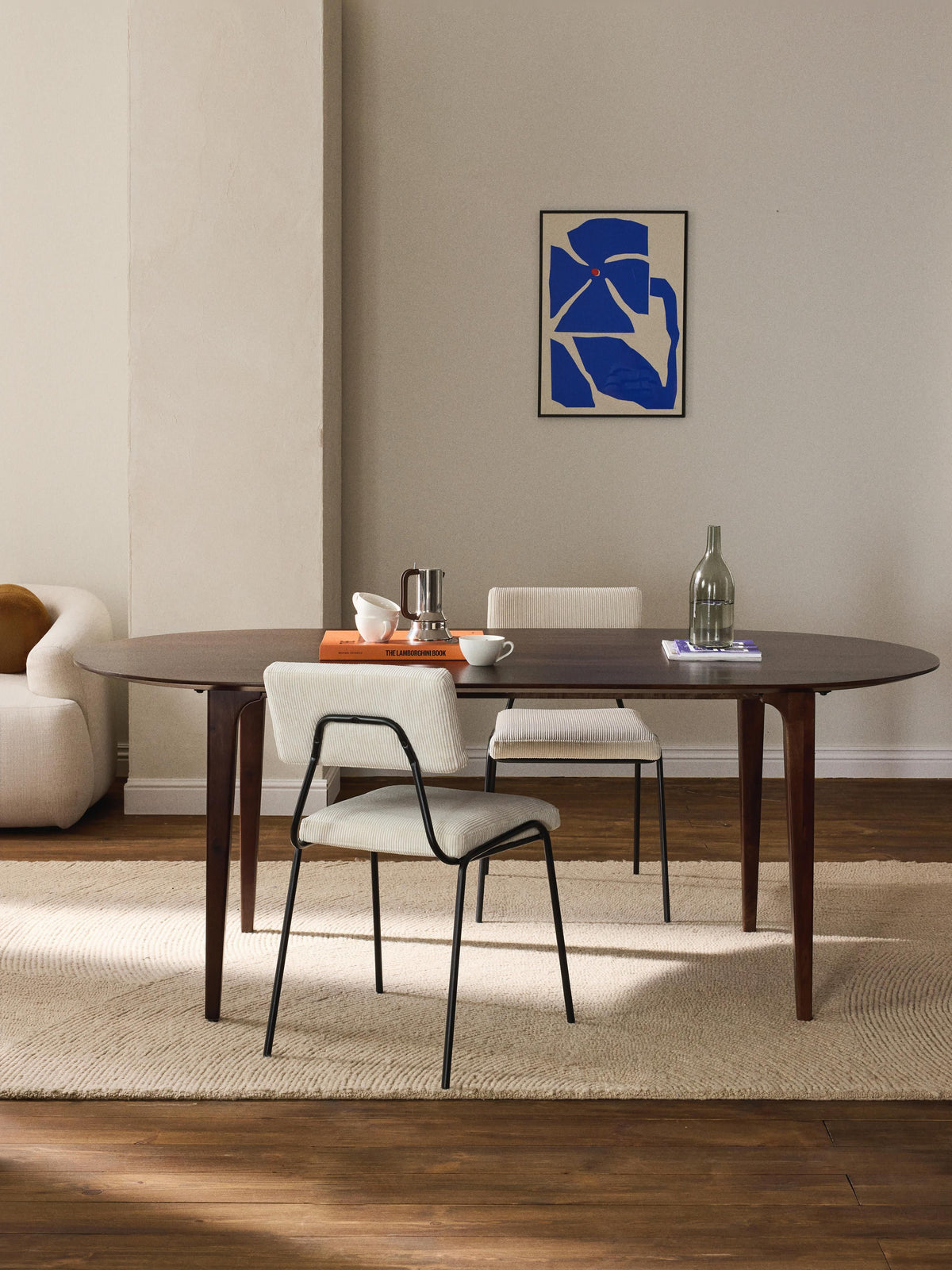 Warehamy Archie Mango Wood Oval Dining Table, 200 x 100 cm