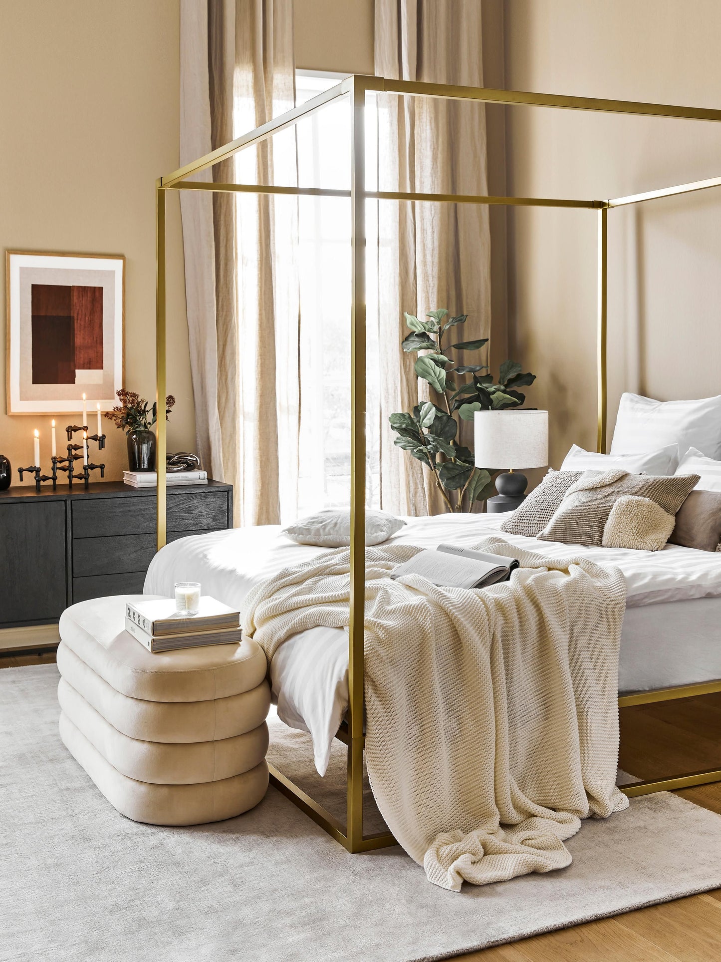 Warehamy Belle Bed in Metal, Four-Poster