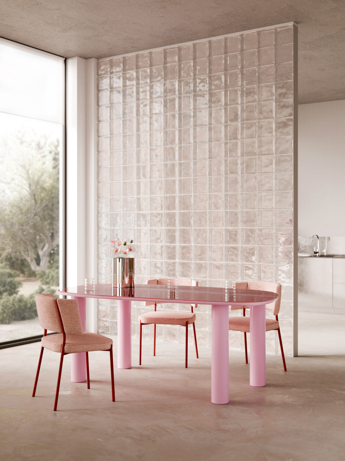 Warehamy Beni Glass-Top Organic Dining Table, 200 x 110 cm