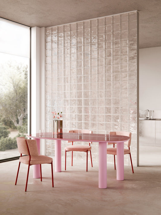 Warehamy Beni Glass-Top Organic Dining Table, 200 x 110 cm