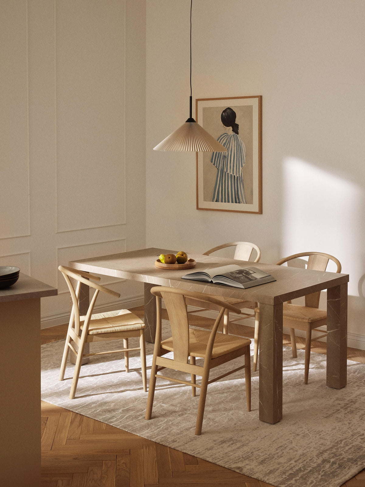 Warehamy Carl Marble-Look Dining Table, Size 180 x 90 cm