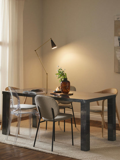 Warehamy Carl Marble-Look Dining Table, Size 180 x 90 cm
