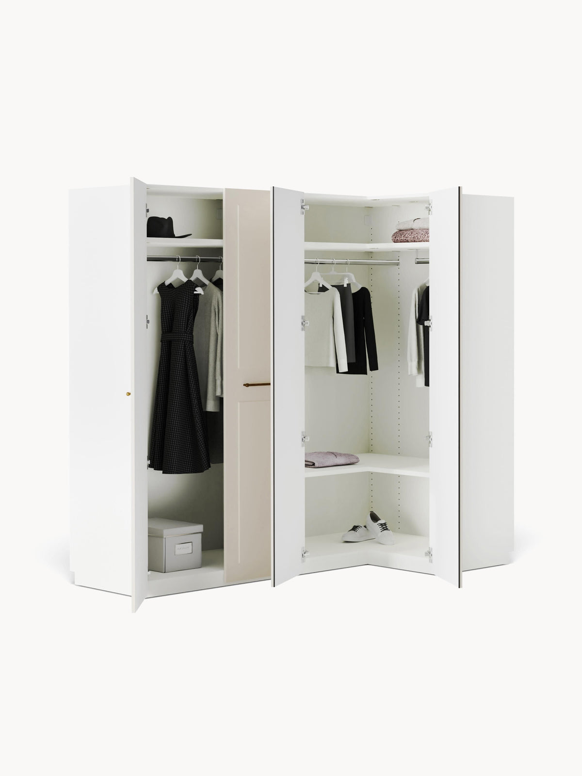 Warehamy Charlotte Corner Modular Wardrobe, 215 cm Wide, in Various Sizes