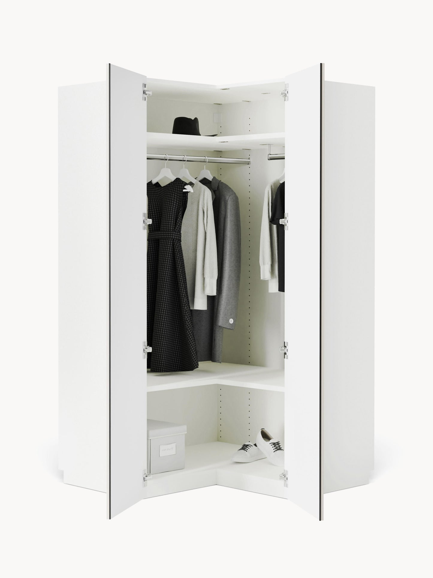 Warehamy Charlotte Corner Wardrobe, 115 cm Wide, Modular