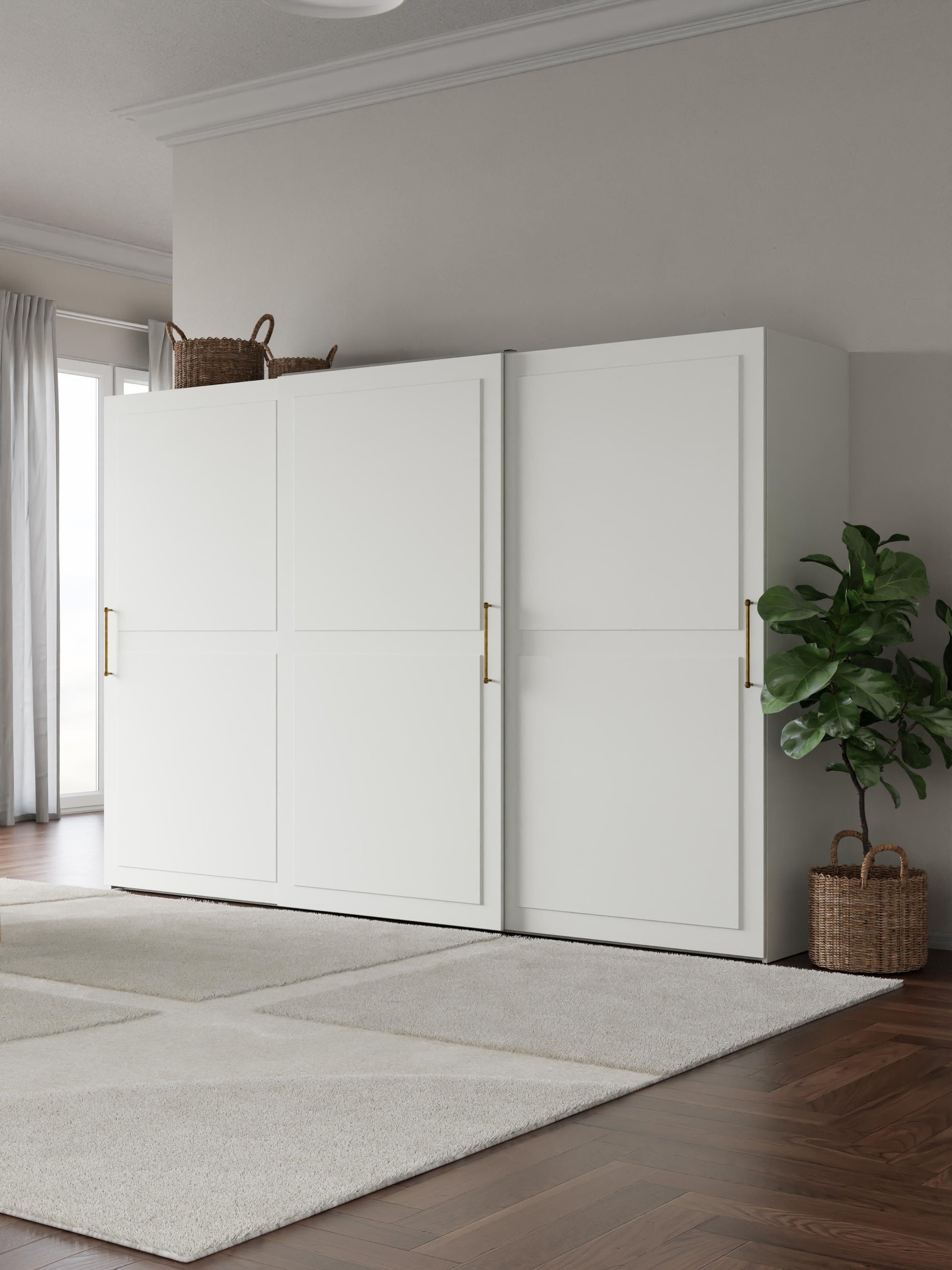 Warehamy Charlotte Sliding-Door Modular Wardrobe, 300 cm Wide, in Various Sizes