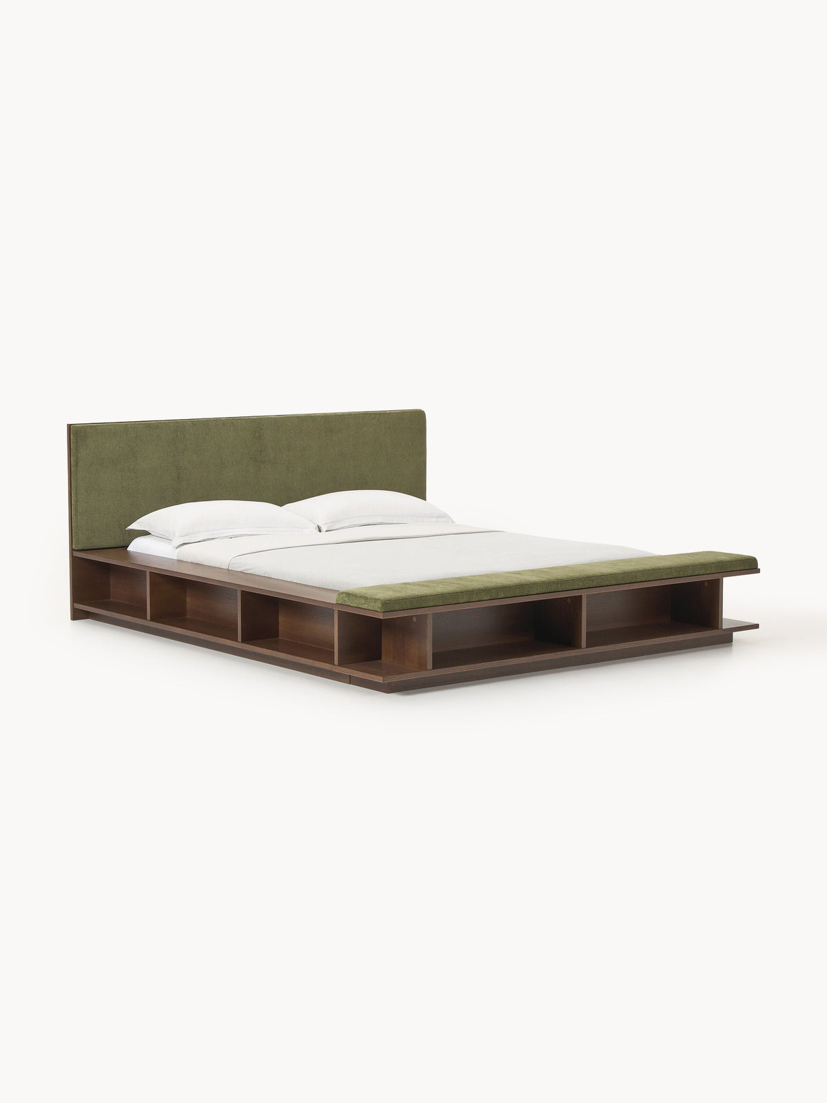 Warehamy Clark Wooden Bed Frame, Bench and Side Shelves