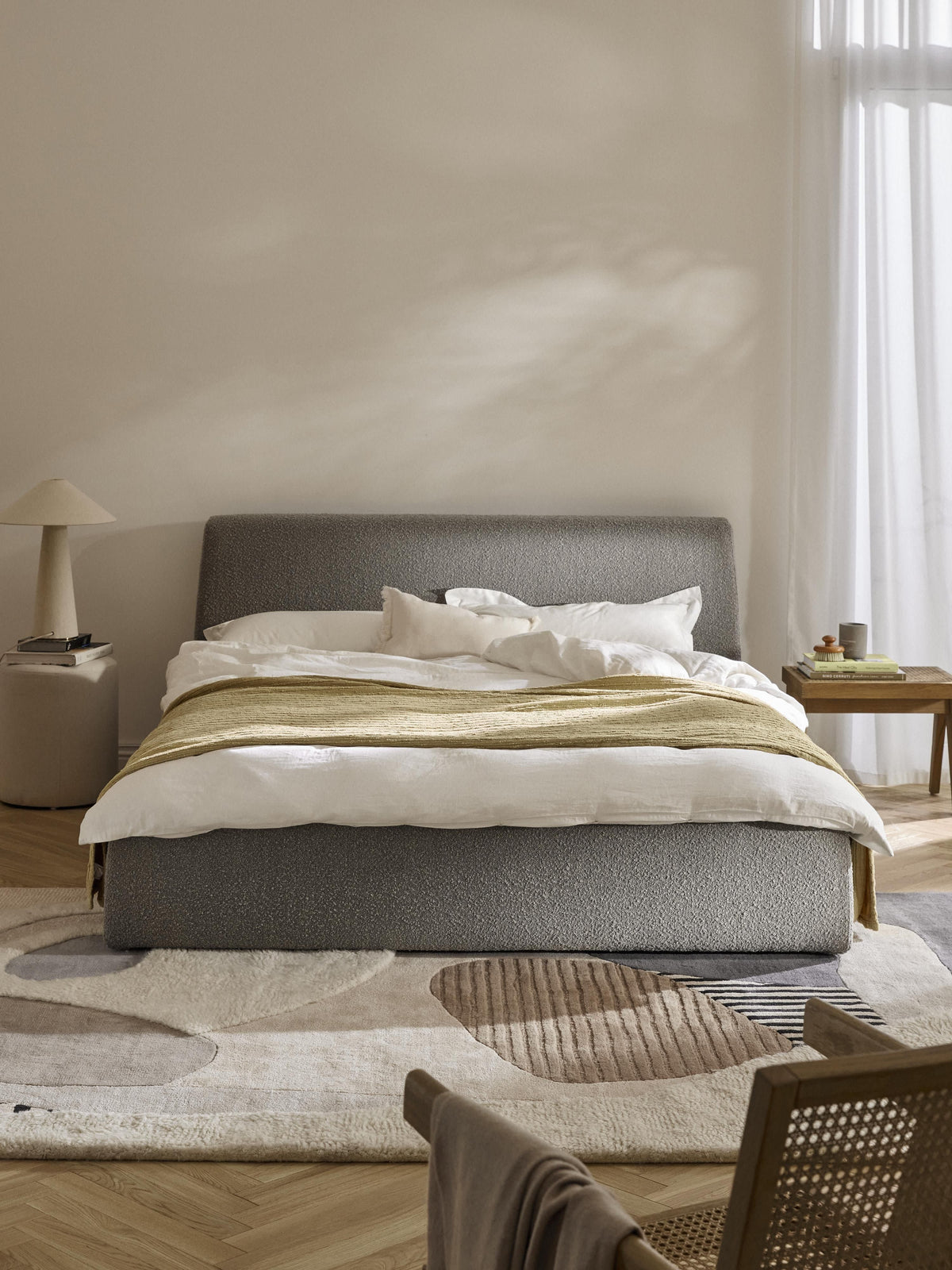 Warehamy Cloud Upholstered Bouclé Bed