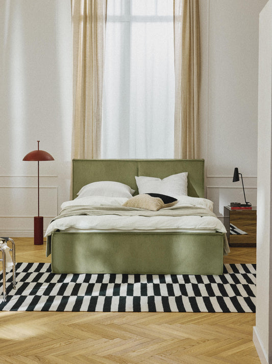 Warehamy Dream Corduroy Bed with Storage, Upholstered