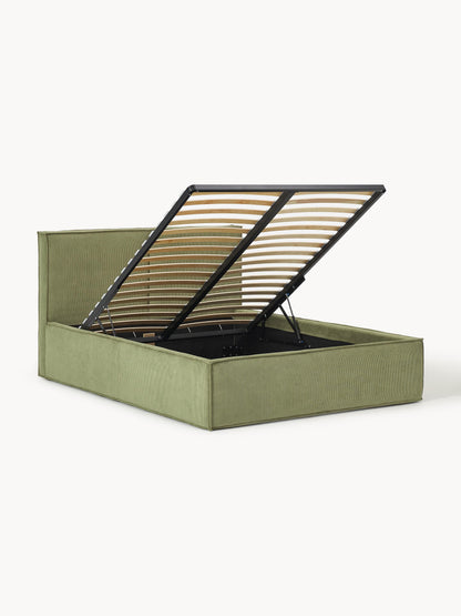 Warehamy Dream Corduroy Bed with Storage, Upholstered