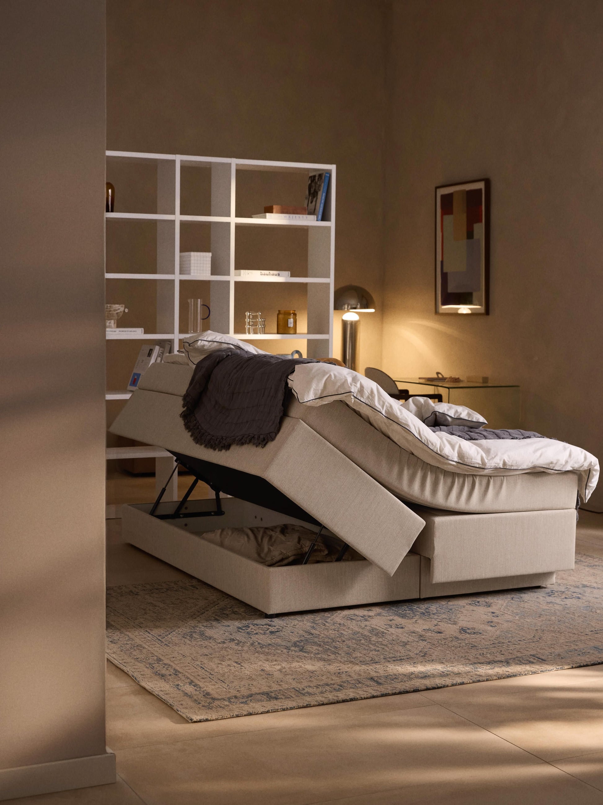Warehamy Enya Bed with Storage, Box Spring