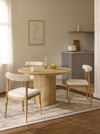 Warehamy Filo Extendable Dining Table, Grooved Texture, 120 - 160 x 75 cm