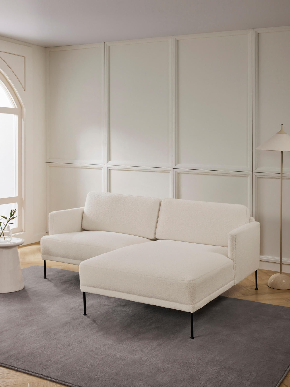 Warehamy Fluente Teddy Fabric Corner Sofa, Small