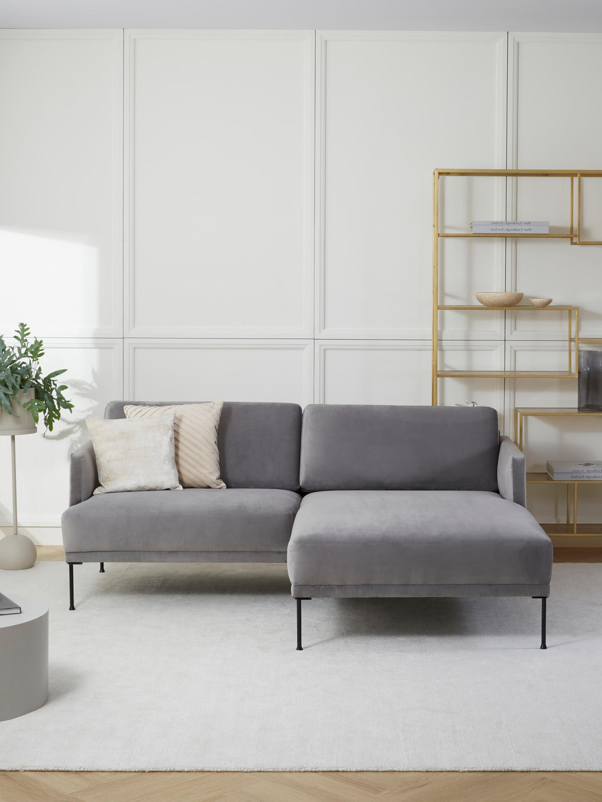 Warehamy Fluente Velvet Corner Sofa, Small