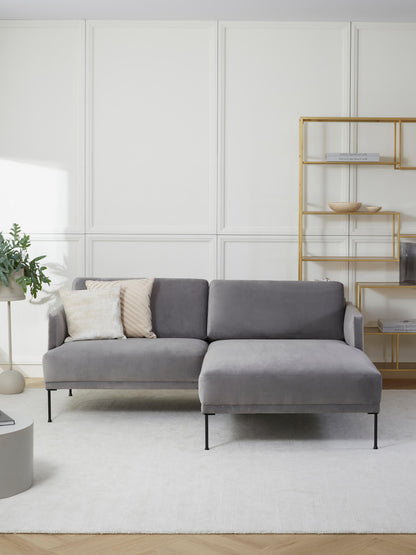 Warehamy Fluente Velvet Corner Sofa, Small