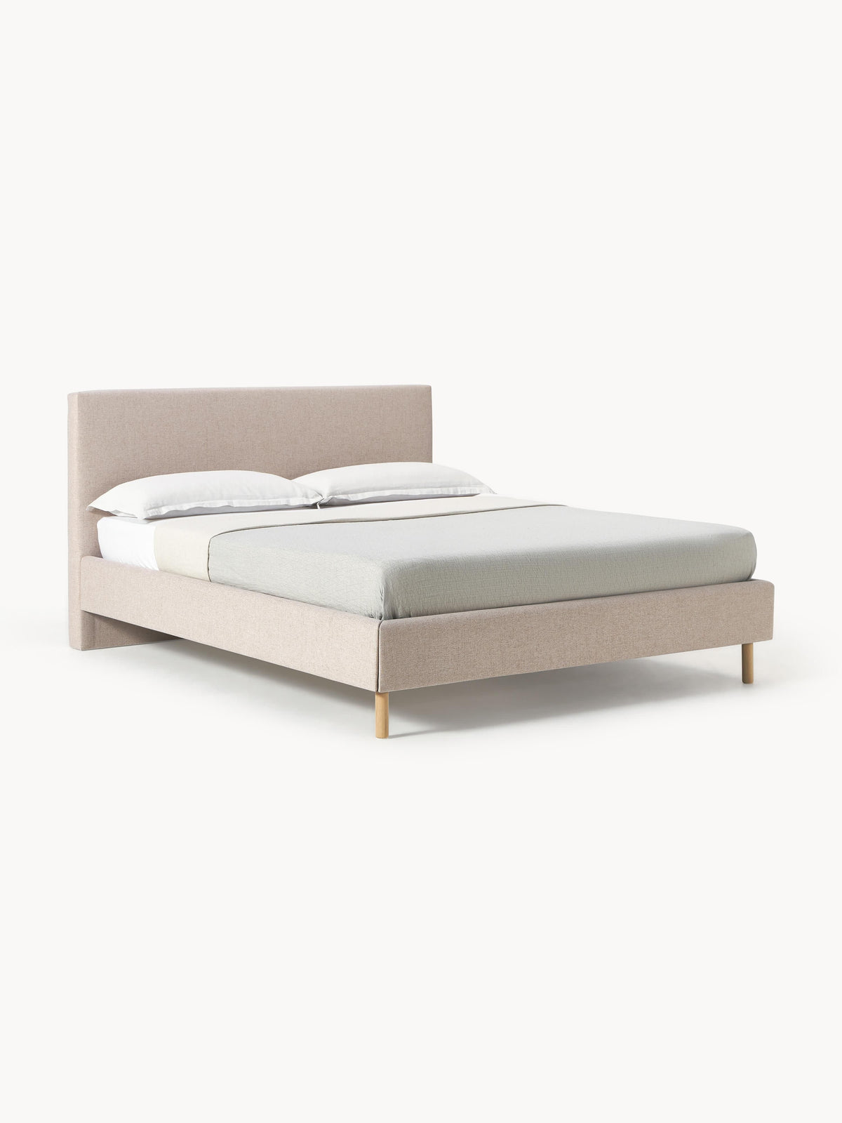 Warehamy Giulia Bed, Upholstered, with Wooden Feet